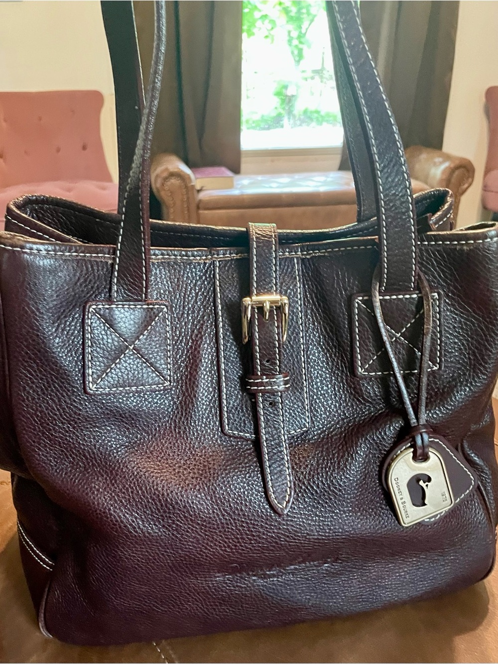 Dooney and Bourke, large Italian pebbled leather shoulder bag